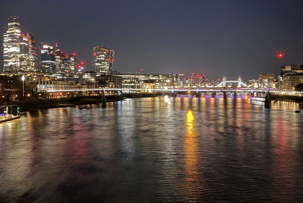 London at night from Blackfriars Bridge